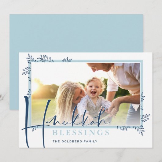 MODERN BOTANICAL blessins lijst ferneert blauw Feestdagenkaart (Voorkant / Achterkant)