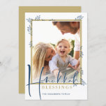 MODERN BOTANICAL blessins lijst ferneert goudmarin Feestdagenkaart<br><div class="desc">door kat massard >>> www.simplysweetPAPERIE.com <<< Een elegant, eenvoudig botanisch fotoontwerp. Maximale oppervlakte om ook uw mooie familie weer te geven! TIPS 1. Resize/van plaats de foto de "pas het"knoop aan. 2. U kunt de doopvonten ook veranderen, meer tekst bewegen en toevoegen! JE FOTO MOET HELPEN OM ZO GELIJK TE...</div>