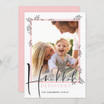 MODERN BOTANICAL blessins lijst zwart roze Feestdagenkaart<br><div class="desc">door kat massard >>> www.simplysweetPAPERIE.com <<< Een elegant, eenvoudig botanisch fotoontwerp. Maximale oppervlakte om ook uw mooie familie weer te geven! TIPS 1. Resize/van plaats de foto de "pas het"knoop aan. 2. U kunt de doopvonten ook veranderen, meer tekst bewegen en toevoegen! JE FOTO MOET HELPEN OM ZO GELIJK TE...</div>