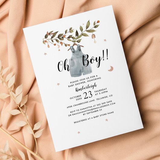 Modern Botanical Boho Boy Baby shower Uitnodiging