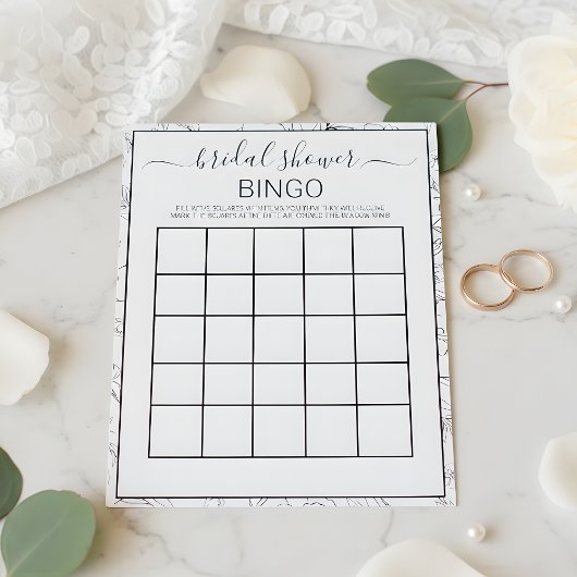 Modern Botanical Bridal Shower Bingo Game