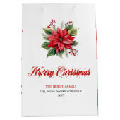 Modern Botanical Christmas Flower Holiday Bag Medium Cadeauzakje (Voorkant)