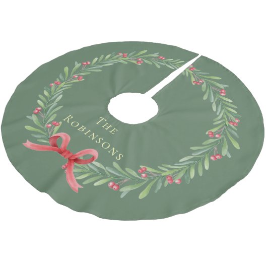 Modern Botanical Christmas Wreath  Kerstboom Rok (Gekanteld)
