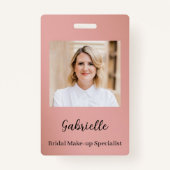 Modern Botanical Dusty Rose Boho Photo  Badge (Voorkant)