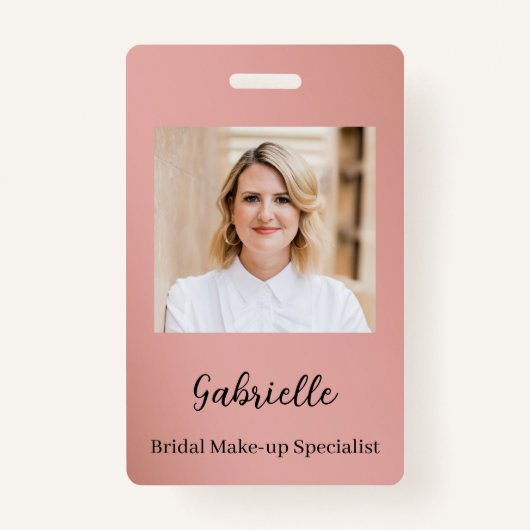Modern Botanical Dusty Rose Boho Photo  Badge (Voorkant)