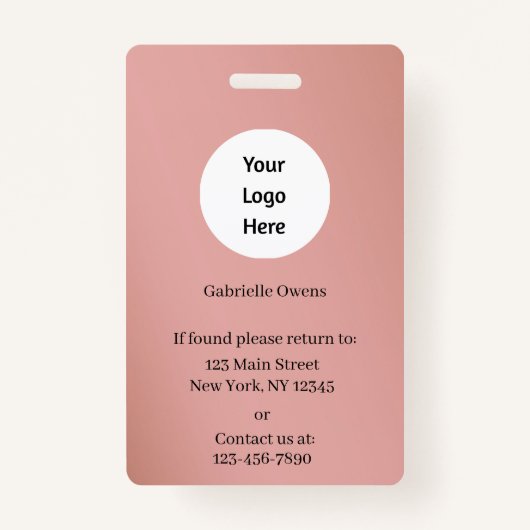 Modern Botanical Dusty Rose Boho Photo  Badge (Achterkant)