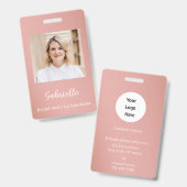 Modern Botanical Dusty Rose Boho Photo Badge (Voor- en achterkant)