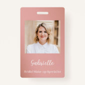 Modern Botanical Dusty Rose Boho Photo  Badge (Voorkant)