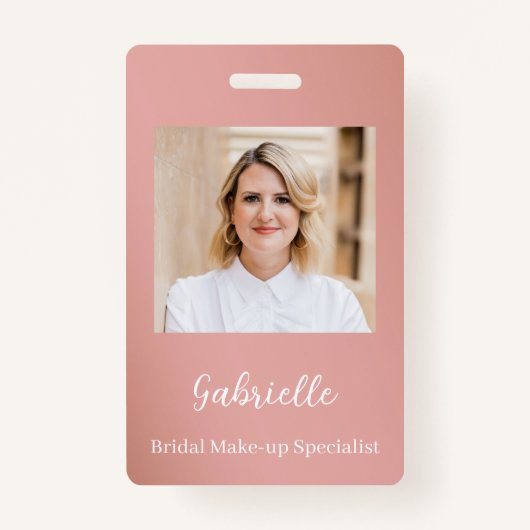 Modern Botanical Dusty Rose Boho Photo  Badge (Voorkant)