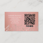 Modern Botanical Dusty Rose Boho Photo QR Code  Visitekaartje (Achterkant)