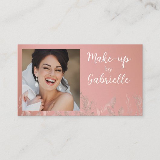 Modern Botanical Dusty Rose Boho Photo QR Code  Visitekaartje (Voorkant)