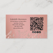 Modern Botanical Dusty Rose Boho Photo QR Code  Visitekaartje (Achterkant)