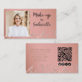 Modern Botanical Dusty Rose Boho Photo QR Code Visitekaartje (Voorkant / Achterkant)