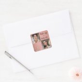 Modern Botanical Dusty Rose Boho Photo Script  Vierkante Sticker (Envelop)