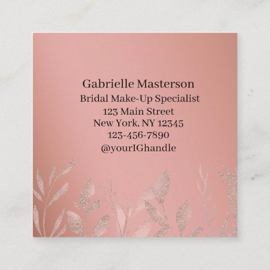 Modern Botanical Dusty Rose Boho Photo Script  Vierkante Visitekaartje (Achterkant)