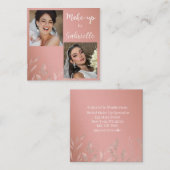 Modern Botanical Dusty Rose Boho Photo Script  Vierkante Visitekaartje (Voorkant / Achterkant)