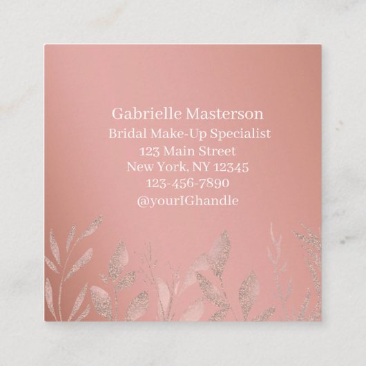 Modern Botanical Dusty Rose Boho Photo Script  Vierkante Visitekaartje (Achterkant)