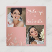 Modern Botanical Dusty Rose Boho Photo Script  Vierkante Visitekaartje (Voorkant)