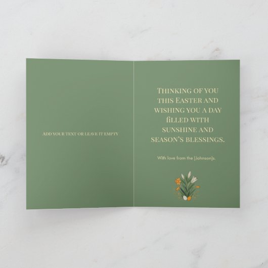 Modern Botanical Easter Blessings Kaart (Binnen)