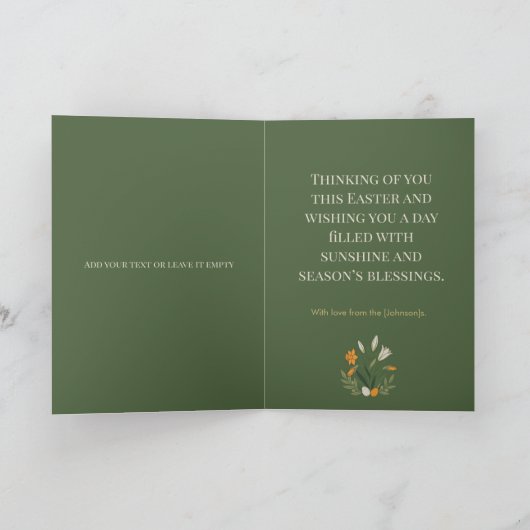 Modern Botanical Easter Blessings Kaart (Binnen)