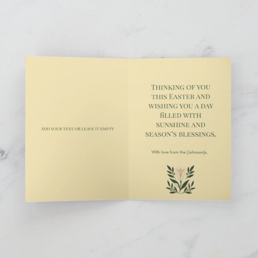 Modern Botanical Easter Blessings Kaart (Binnen)