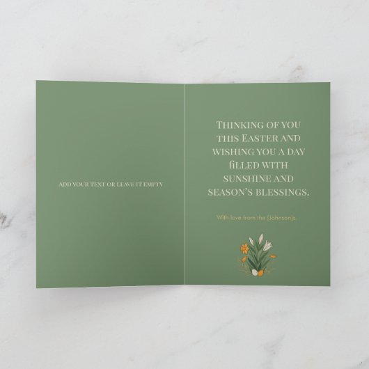 Modern Botanical Easter Blessings Kaart (Binnen)