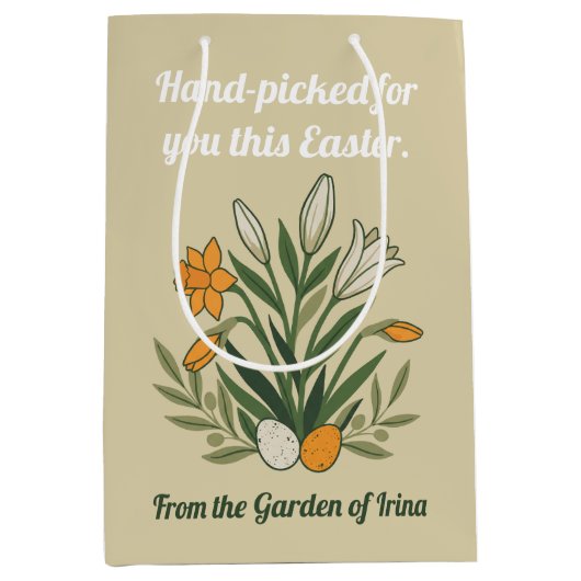 Modern Botanical Easter Blessings Medium Cadeauzakje (Voorkant)