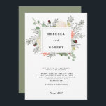 Modern Botanical Engagement Party Uitnodiging<br><div class="desc">Een mooie moderne botanische uitnodiging van de de verlovingspartij van het ontwerponderzoek met een witte achtergrond en het coördineren van wijze groene omgekeerde kant. Subtiele tinten perzik, bourgogne, ivoor met groene accenten maken dit een fris en modern design. Eenvoudig te personaliseren van de informatie met uw eigen gegevens voor een...</div>