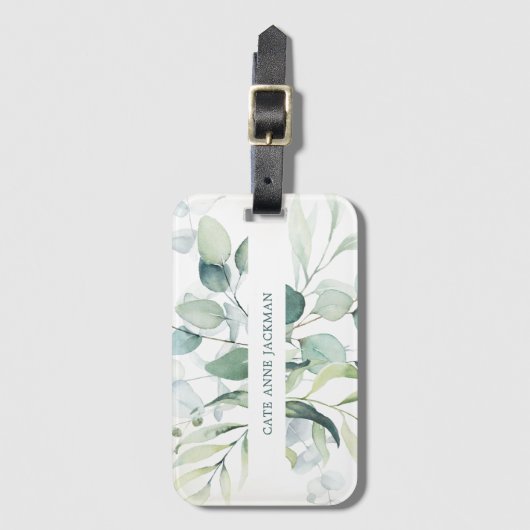 Modern Botanical Eucalyptus Greenery Elegant Bagagelabel (Voorkant (verticaal))