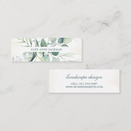 Modern Botanical Eucalyptus Greenery Elegant Mini Visitekaartje (Voorkant / Achterkant)