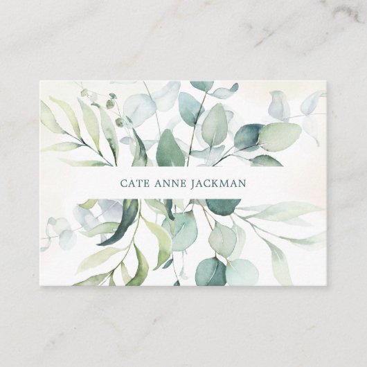 Modern Botanical Eucalyptus Greenery Elegant Visitekaartje (Voorkant)