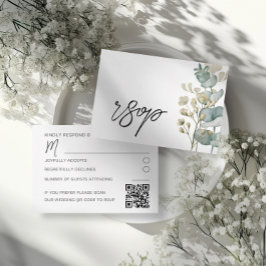 Modern Botanical Eucalyptus Wedding RSVP Card