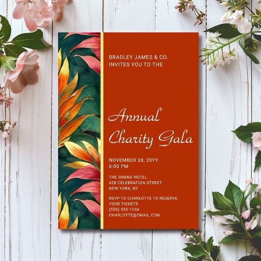Modern Botanical Floral Charity Event Gala Party Kaart