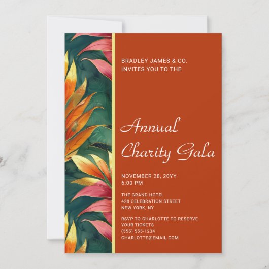 Modern Botanical Floral Charity Event Gala Party Kaart (Voorkant)
