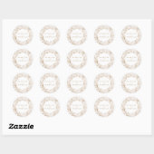 Modern Botanical Floral Cream & Gold Wedding Ronde Sticker (Vel)