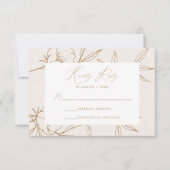 Modern Botanical Floral Cream & Gold Wedding RSVP Kaartje (Voorkant)