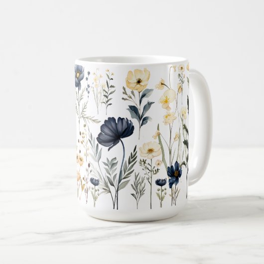 Modern botanical flower mug koffiemok (Voorkant rechts)