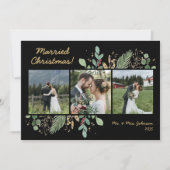 Modern Botanical Greenery 3 Photo Wedding Feestdagenkaart (Voorkant)