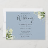 Modern Botanical Greenery Dusty Blue Photo Wedding Kaart (Voorkant)