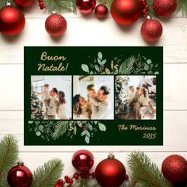 Modern Botanical Greenery Photo Buon Natale Feestdagenkaart