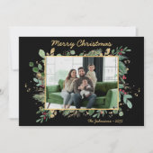 Modern Botanical Greenery Photo Holiday Card Feestdagenkaart (Voorkant)