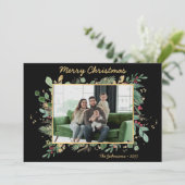 Modern Botanical Greenery Photo Holiday Card Feestdagenkaart (Staand voorkant)