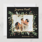 Modern Botanical Greenery Photo Joyeux Noel Feestdagenkaart (Voorkant)