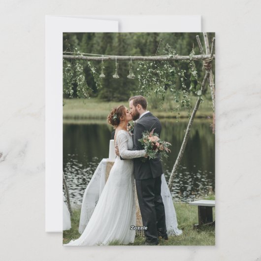 Modern Botanical Greenery Photo Married and Bright Feestdagenkaart (Achterkant)