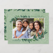 Modern Botanical Greenery Photo Merry Kerstmis Feestdagenkaart (Voorkant / Achterkant)