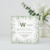 Modern Botanical Greenery Wedding Invitation Kaart (Staand voorkant)