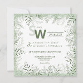 Modern Botanical Greenery Wedding Invitation Kaart (Voorkant)