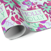 Modern Botanical Holly Jolly Kerstmis Cadeaupapier (Rol Hoek)