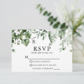 Modern Botanical Ivy Ferns Sage Green Wedding RSVP Kaartje (Staand voorkant)