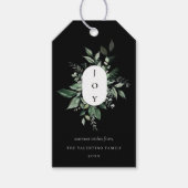 Modern Botanical Joy Black Holiday Cadeaulabel (Voorkant)